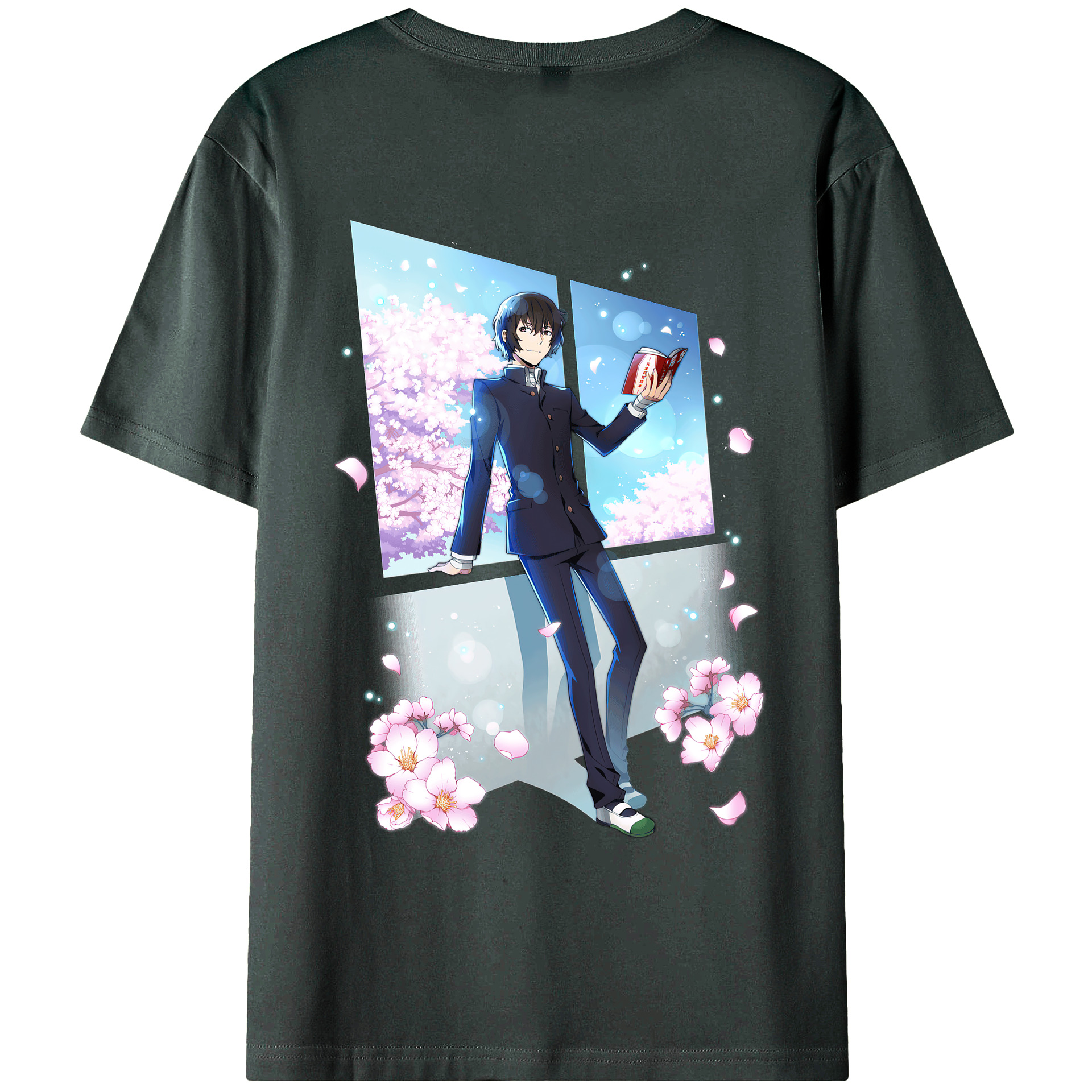 （画像用） 文豪ストレイドッグス Bungo Stray Dogs 綿100％ メンズ半袖Tシャツ（バックプリント） 通気性
